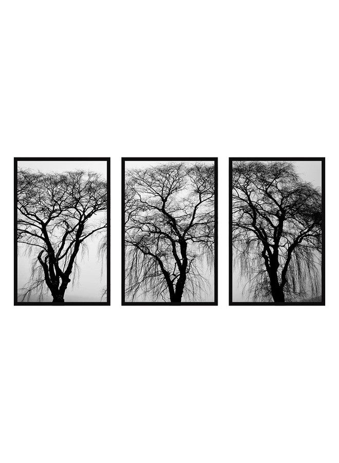 999STORE Fiber Frame painting for bedroom tree paintings living room home décor framed stylish modern Wall Frames Art hanging (Set of 3 Paper Print 24X48 Inches Black) BS3Frames099 - Image 2