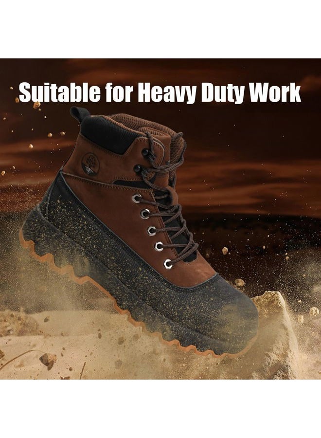 Peeldicou Mens work boots Composite Toe Boots for Men Genuine Leather Rubber Sole No Slip Waterproof Shoes Industrial & Construction Safety boots, Brown, 9.5 - Image 5