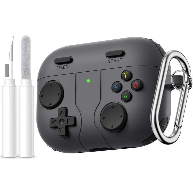 Getino Game Case for AirPods Pro 3 Case 2025, Shockproof Silicone Cover for Apple AirPods Pro 3 â€“ with Cleaner Kit & Keychain, Classic Cool Funny Durable Protective Case for Men Boyâ€“Black - Image 1