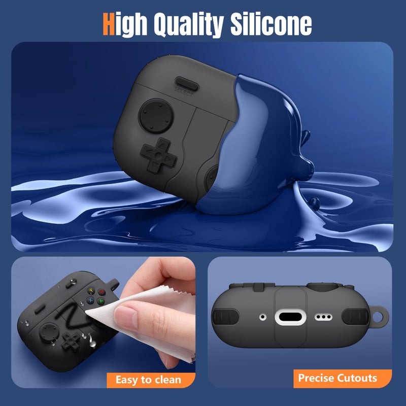 Getino Game Case for AirPods Pro 3 Case 2025, Shockproof Silicone Cover for Apple AirPods Pro 3 â€“ with Cleaner Kit & Keychain, Classic Cool Funny Durable Protective Case for Men Boyâ€“Black - Image 4
