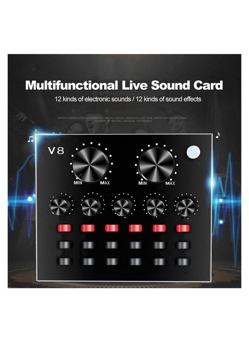 ELTRAZONE V8 Multifunctional Live Sound Card USB Audio Interface Intelligent Volume Adjustable Audio Mixer Sound Card for Recording Hosting Speech  - Image 4