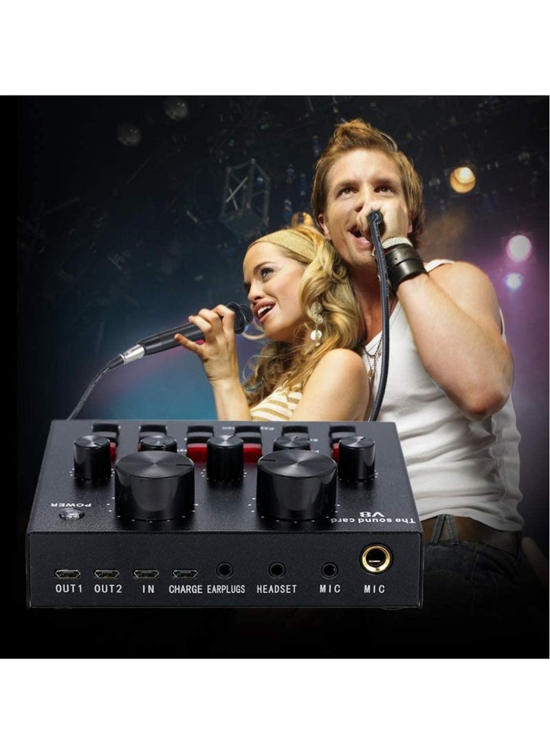 ELTRAZONE V8 Multifunctional Live Sound Card USB Audio Interface Intelligent Volume Adjustable Audio Mixer Sound Card for Recording Hosting Speech  - Image 3