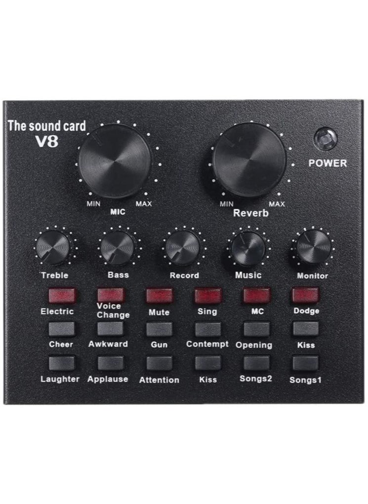 ELTRAZONE V8 Multifunctional Live Sound Card USB Audio Interface Intelligent Volume Adjustable Audio Mixer Sound Card for Recording Hosting Speech  - Image 1