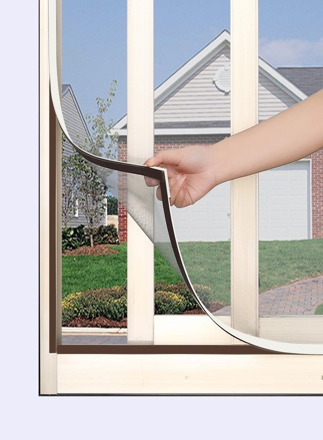 JOOFAN Window Screen Door Screen (White Frame Grey Mesh, 57''X35''(145X89cm)) - Image 1