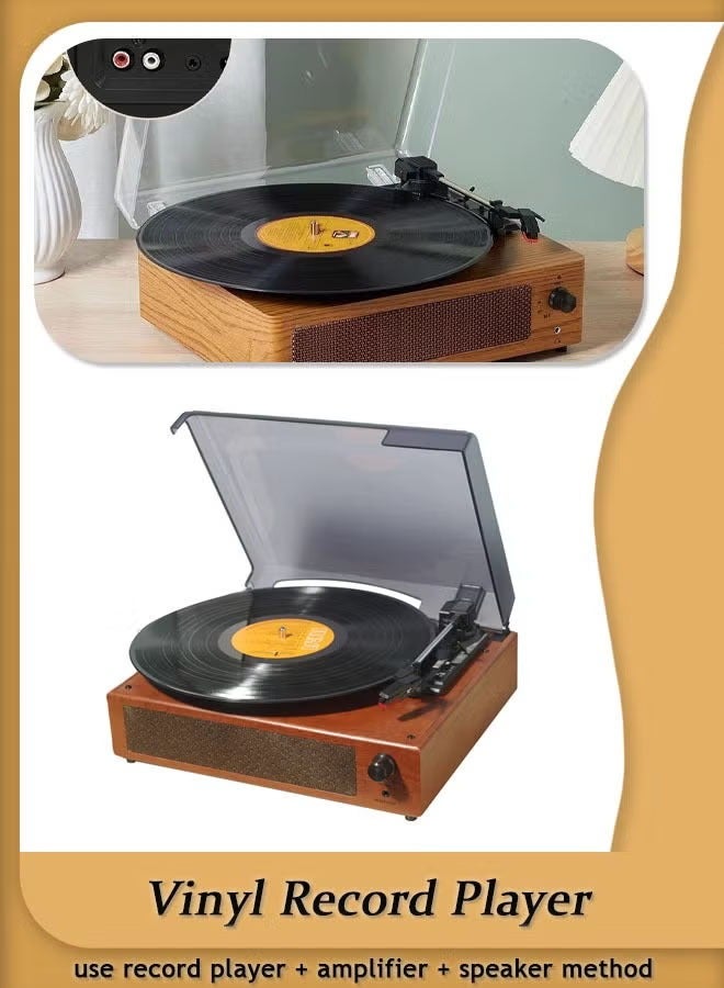 فونوغراف، مشغل تسجيل فينيل جرامافون محمول، جلد بولي يوريثان خشبي عالي الدقة 3 سرعات جرامافون، مشغل تسجيل حقيبة مع مكبرات صوت مدمجة، تشغيل لاسلكي بلوتوث، إيقاف تلقائي، مناسب لتزيين المنزل والهدايا - Image 1