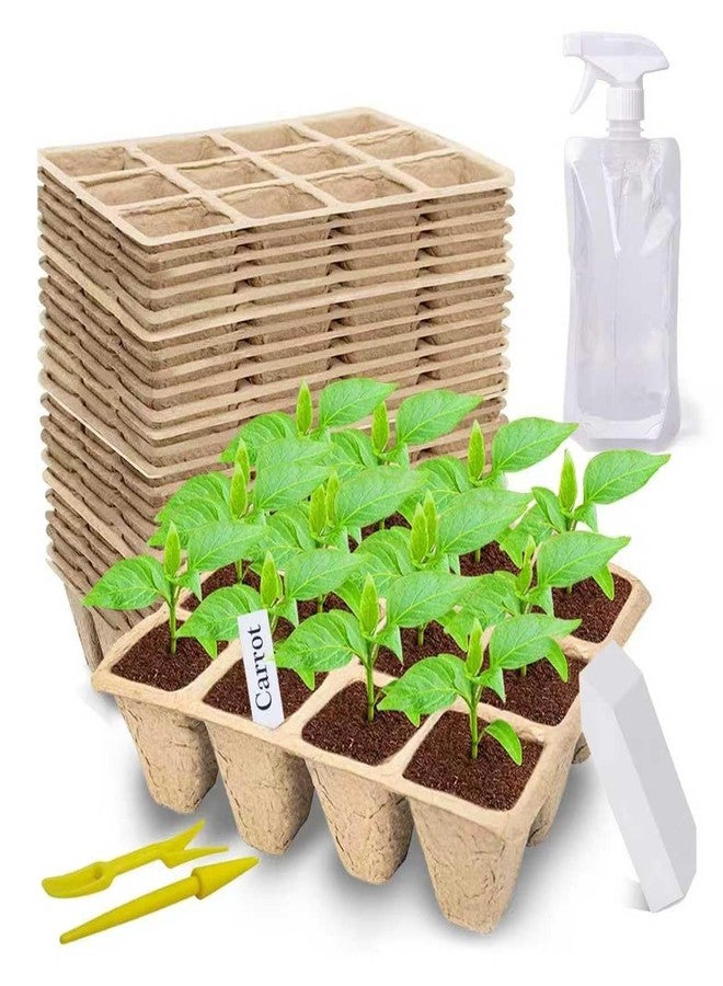Doubleggs 240 Cells Seed Starter Tray, 20 Packs Biodegradable Peat Pots for Seedlings, Organic Germination Plant Starter Kit with 200 Labels and 2 Transplant Tools - Image 1