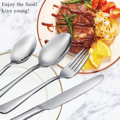 Scent Time 12 Pcs Spoons and Forks Set, Top Food Grade Stainless Steel Forks and Spoons Silverware Set,Forks and Spoons Cutlery Set, Mirror Finish & Dishwasher Safe - Image 2
