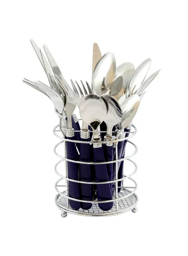 GIBSON Sensations Stainless Steel Flatware Set with Storage Caddy Cobalt Blue and Silver 21.5 x 12 x 12 cm 53528.16