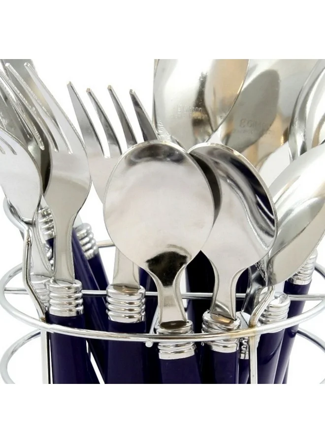 GIBSON Sensations Stainless Steel Flatware Set with Storage Caddy Cobalt Blue and Silver 21.5 x 12 x 12 cm 53528.16