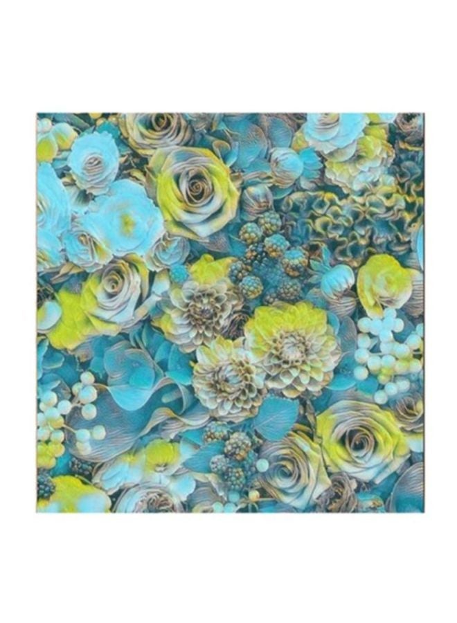 RYN Flowers MDF Wall Art Painting Sea Blue/Lemon 30x30centimeter - Image 2