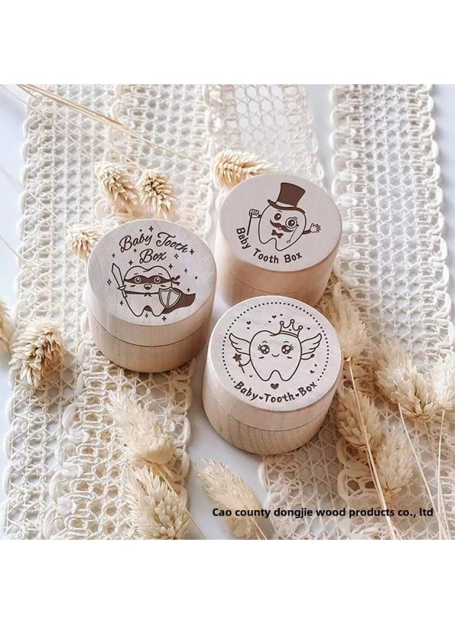 Creative Beech Deciduous Teeth Box Wooden Round Jewelry Ring Packaging Box Children's Replacement Teeth Deciduous Teeth Storage Box-Color:Monkey  - Image 3