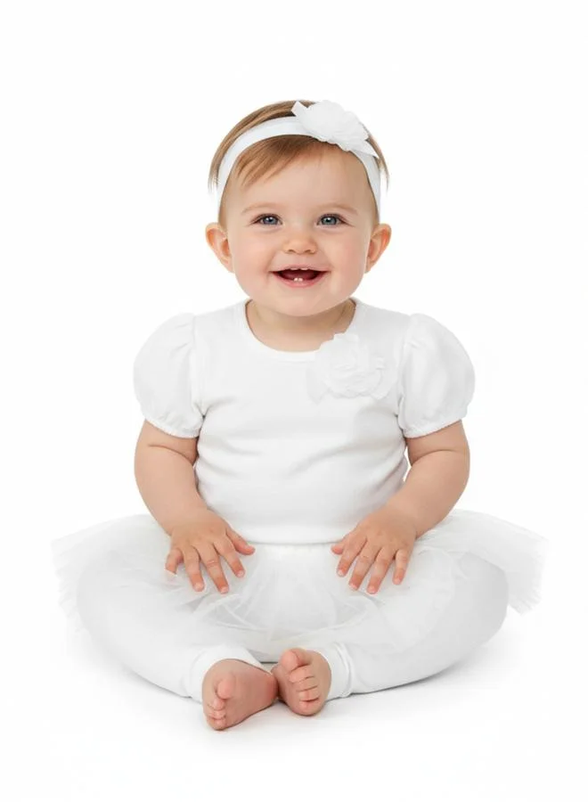 Luna & Lily 3-Piece Embellished Top, Tulle Overlay Pants and Headband Set