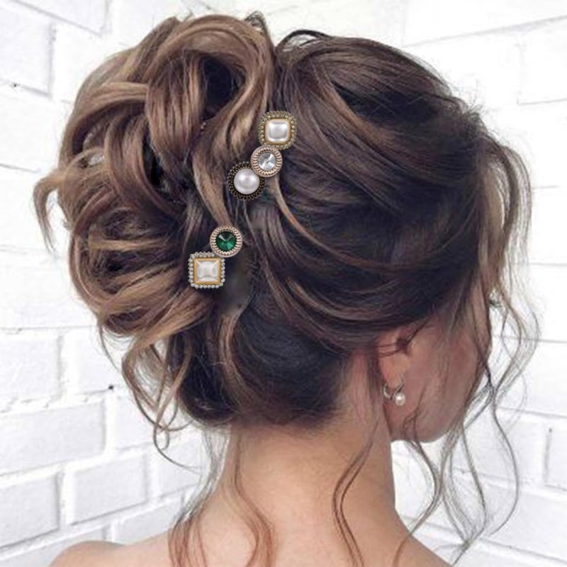 JAKAWIN JAKAWIN Spiral Hair Pins Rhinestones Coils Hair Clips Pearl Crystal Twisters Wedding Bridal Hair Accessories for Women and Girls6Pcs A 