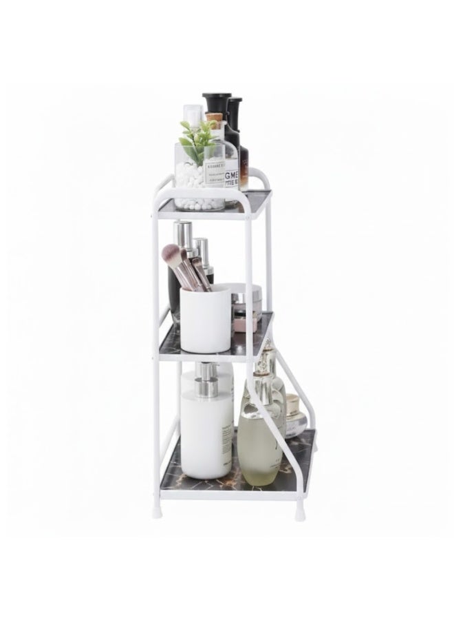 طلال منظم زاوية الحمام ثلاثي الطبقات، صندوق طاولة الحمام مع سلة تخزين، تخزين مستحضرات التجميل، للحمام، الخزانة، المطبخ - Image 2