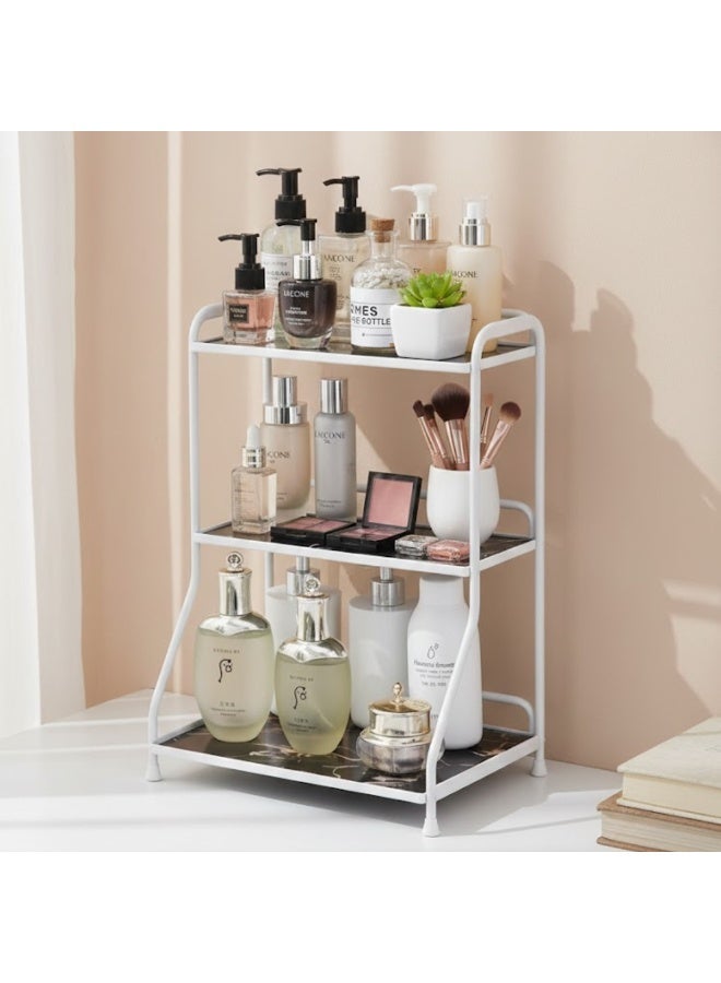 طلال منظم زاوية الحمام ثلاثي الطبقات، صندوق طاولة الحمام مع سلة تخزين، تخزين مستحضرات التجميل، للحمام، الخزانة، المطبخ - Image 4
