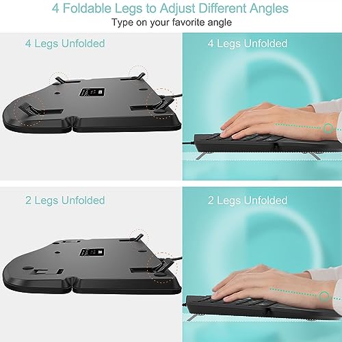 Arteck Ergonomic USB Wired Keyboard with Cushioned Wrist & Palm Rest, Backlit 7 Colors & Adjustable Brightness Comfortable Natural Split Keyboard with 6 Feet Wire for Windows Computer Desktop Laptop - Image 4