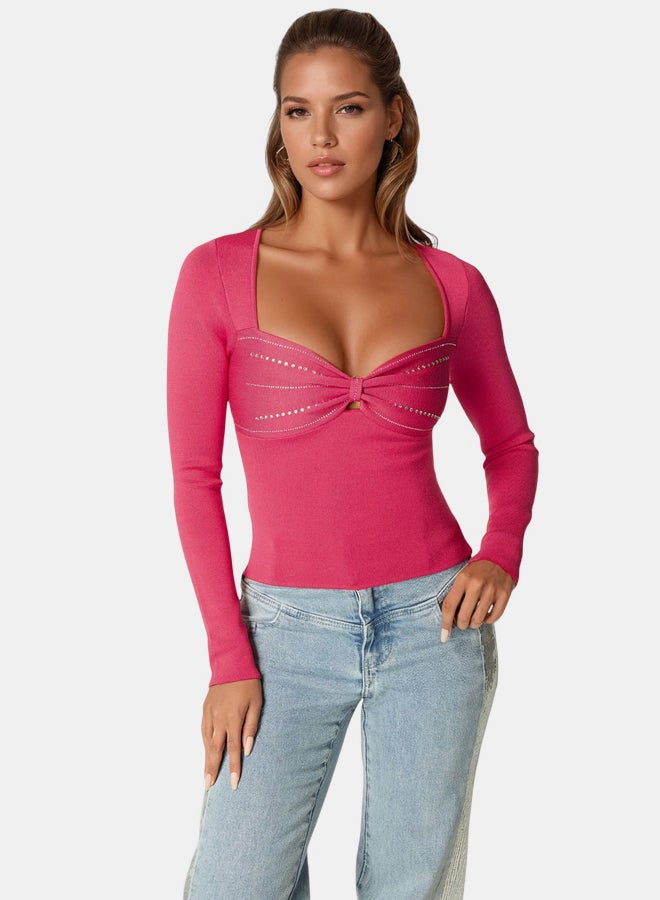 bebe Embelished Long Sleeve Sweater  - Image 1