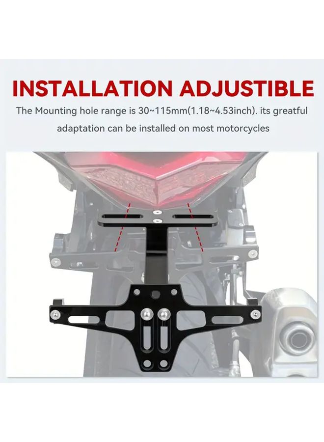 Motorcycle License Plate Holder With Light Universal Fit Aluminum Alloy Adjustable Bracket For Yamaha Kawasaki BMW - Image 2