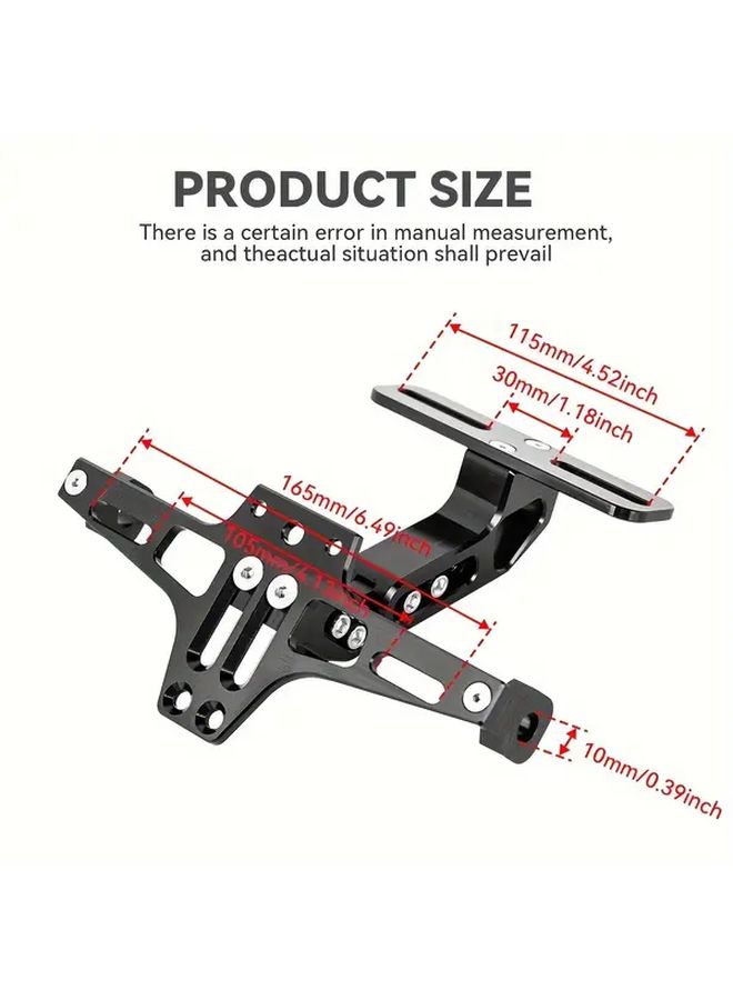 Motorcycle License Plate Holder With Light Universal Fit Aluminum Alloy Adjustable Bracket For Yamaha Kawasaki BMW - Image 1