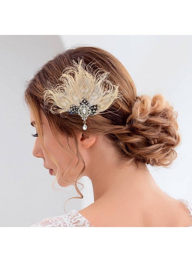 GENBREE Enbree Peacock Hair Clip 1920S Flapper Headpiece Crystal Gatsby Headband Prom Party Head Accessories For Women And Girls (White)  - Image 5