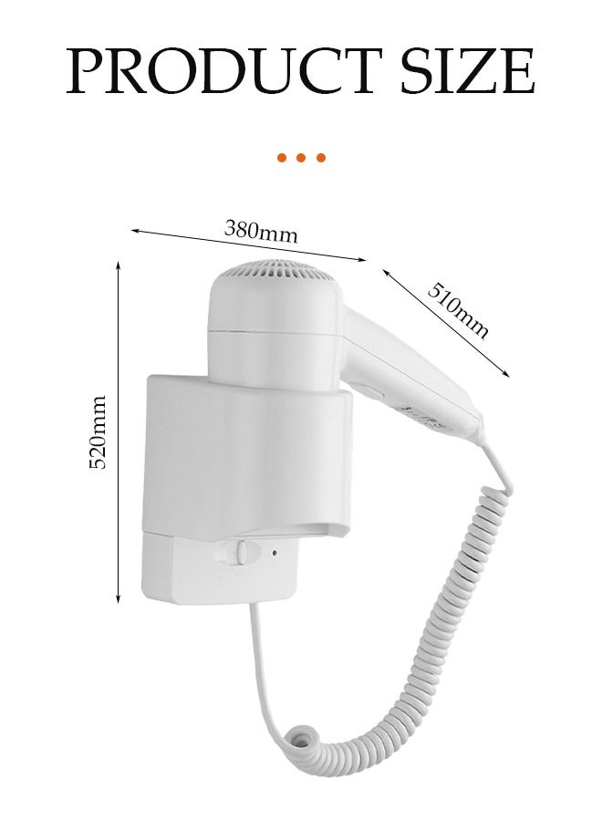 DUNISO Wall Mounted Hair Dryer，Commercial Wall Mounted Hair Dryers Small Hair Dryer Wall Hung Hair Dryer for Hotel Bathroom Home and Travel  - Image 3