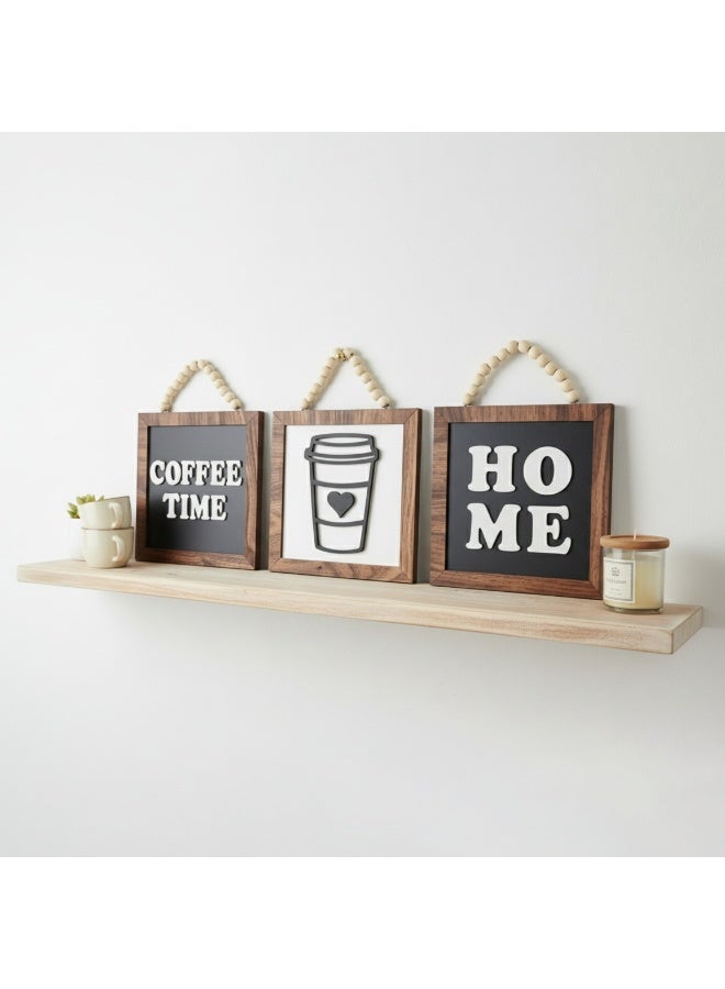 تبلوه خشبي بتصميم مميز بعبارة Coffee Time و Home بمقاس 18x18 للقطعة مصنوع من خشب MDF أسباني فاخر بسماكة 10 ملم ليضفي الي منزلك جمال واناقة لركن القهوة الخاص بكر - Image 2