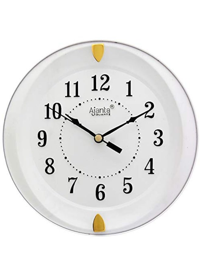 Ajanta ساعة حائط أنالوج بلاستيكية بحركة أجانتا – تصميم دائري مدمج 7 بوصة – قرص أبيض – ساعة كوارتز تقليدية تصدر صوت التكتكة للمنزل والمكتب والمطبخ وغرفة النوم (الموديل 1267-أبيض) - Image 1