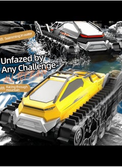 Harvestoy 2.4GHz RC Tank,Electric Stunt Car,All Place Amphibious Righting Remote Control Crawler Vehicle for Mountain Roads Sandy Beaches Waterproof Controlled Car Yellow  - Image 3