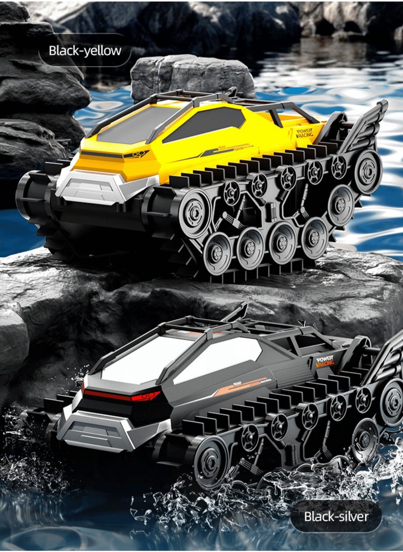 Harvestoy - 2.4GHz RC Tank,Electric Stunt Car,All Place Amphibious Righting Remote Control Crawler Vehicle for Mountain Roads Sandy Beaches Waterproof Controlled Car Yellow - Image 1