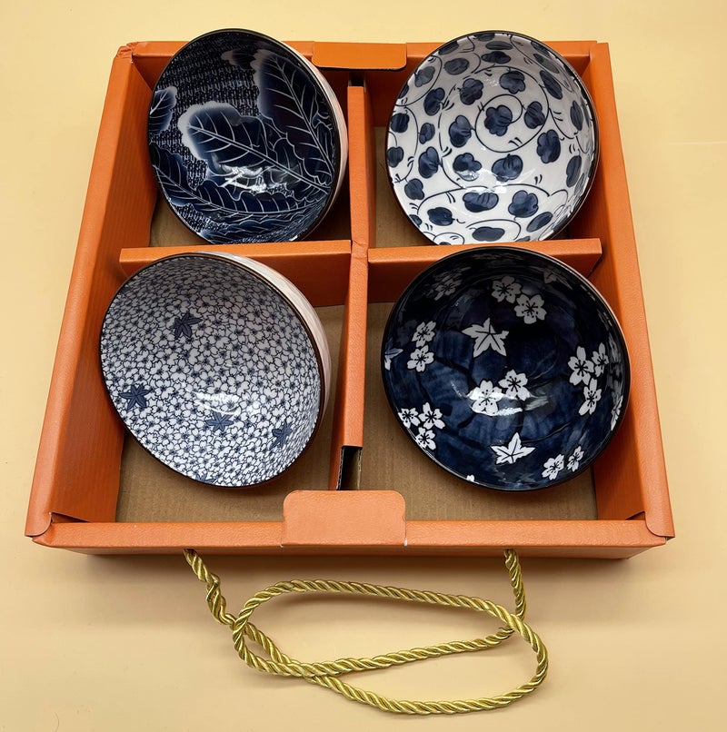 P Plus Fire Premium Porcelain Bowls Set, Ramen Bowl for Noodle, Porcelain Salad Bowls Set(Pack of 4) - Image 1