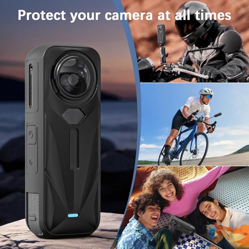 Gozaqe Compatible with Insta360 X5,Silicone Protective Case with Lens Cap,Soft Silicone Cover Protection Grip Case & Lanyard,Skin Cover for Action Camera,Battery Side Open - Image 5