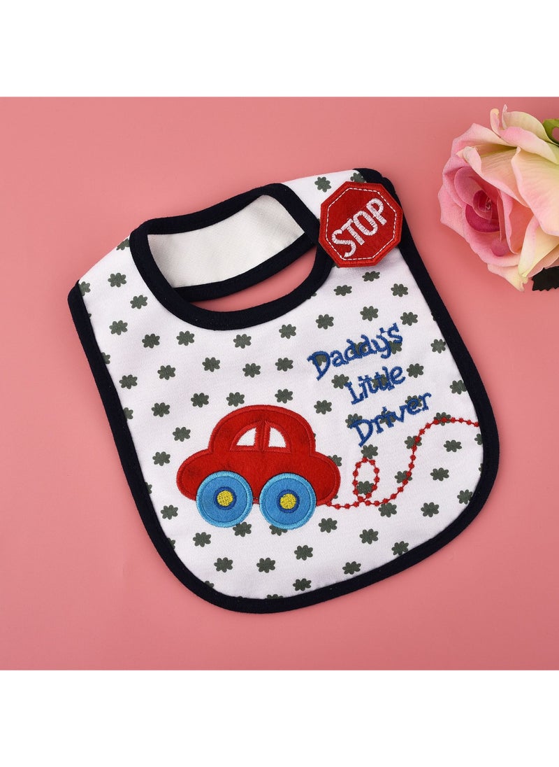 Bebiland 5-Piece Cotton Waterproof Baby Bibs, Hook Loop Closure Newborn Babies Bib, Keepsake Baby Gift for Drooling Feeding Eating  - Image 2