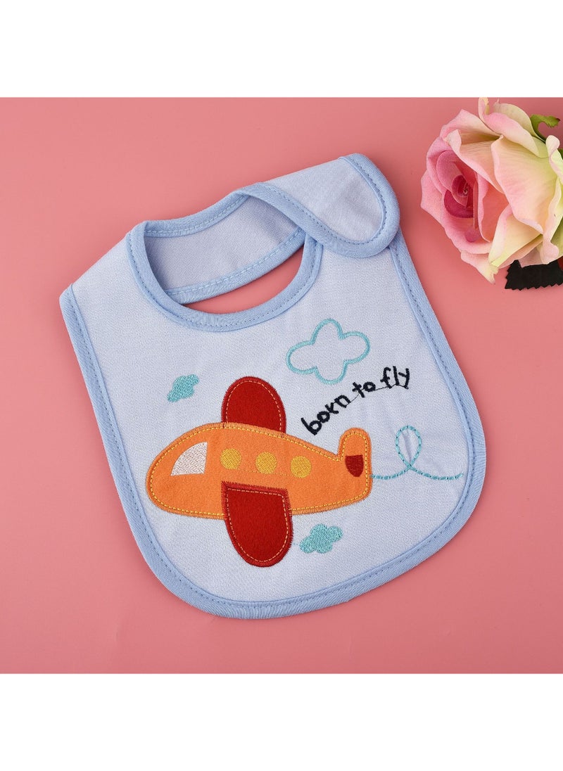 Bebiland 5-Piece Cotton Waterproof Baby Bibs, Hook Loop Closure Newborn Babies Bib, Keepsake Baby Gift for Drooling Feeding Eating  - Image 3