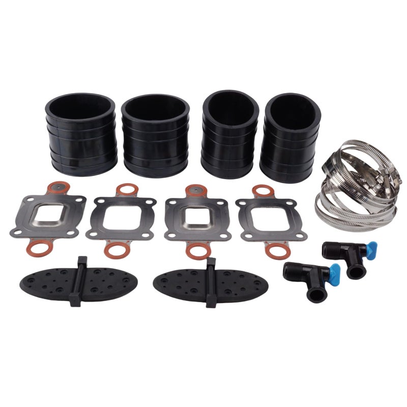 NorthBoat Marine Boat 44348T 4 Manifold Exhaust Elbow Hose with Gasket Shutter Repair Kit for MerCruiser 7 14 Degree GM V6 SB Standard Cooling Engines Replaces 14358T 27864850A02 - Image 3