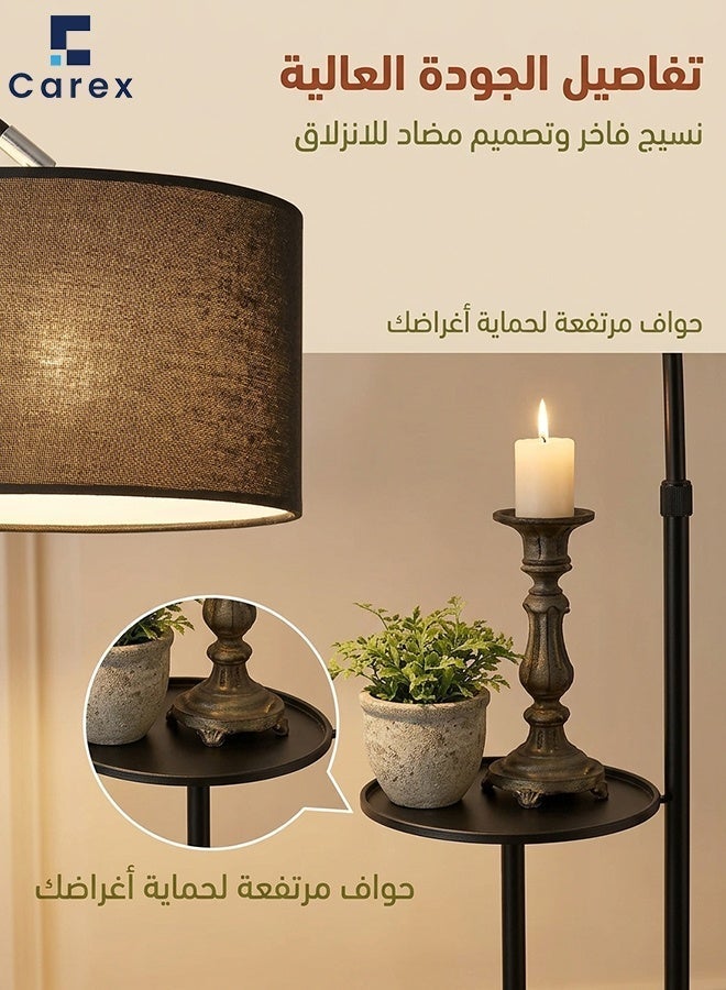 careX Natural Marble Floor Lamp with Shelf Black - Image 5