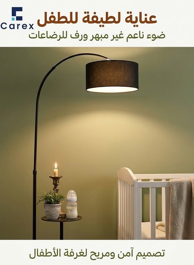 careX Natural Marble Floor Lamp with Shelf Black - Image 3