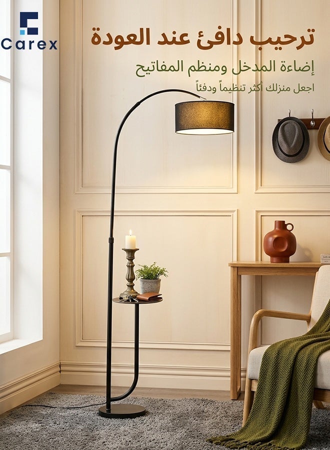 careX Natural Marble Floor Lamp with Shelf Black - Image 4