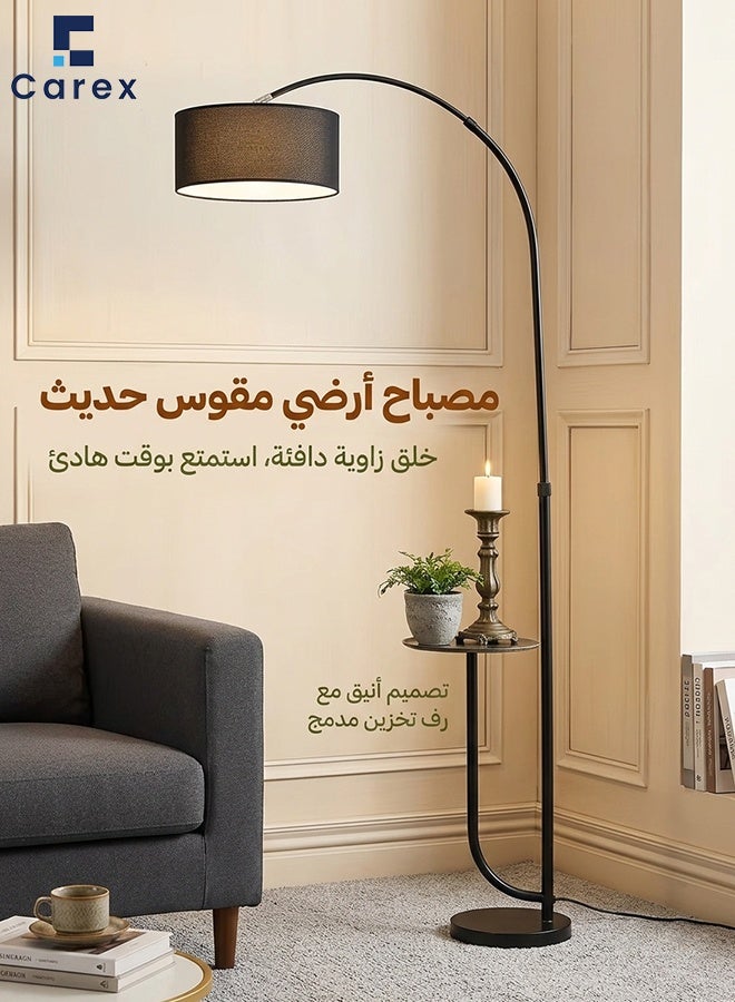 careX Natural Marble Floor Lamp with Shelf Black - Image 1