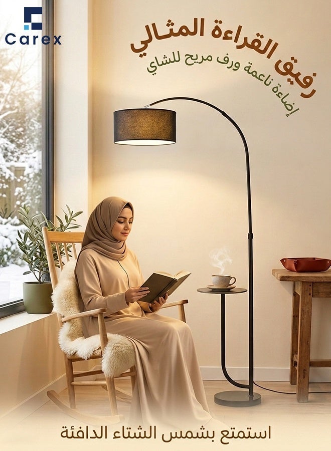 careX Natural Marble Floor Lamp with Shelf Black - Image 2