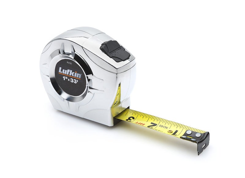 Lufkin Crescent Lufkin 1 x 33 P2000 Series Chrome Case Yellow Clad A4 Blade Power Return Tape Measure P2133DN