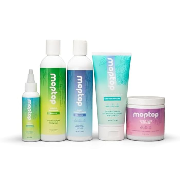 MopTop Curly Hair Care Kit - Detox Shampoo, Gentle Shampoo, Daily Conditioner, Moisturizing Curl Gel, Lightweight Hold Hair Care Products for Wash Day Routine - Image 1