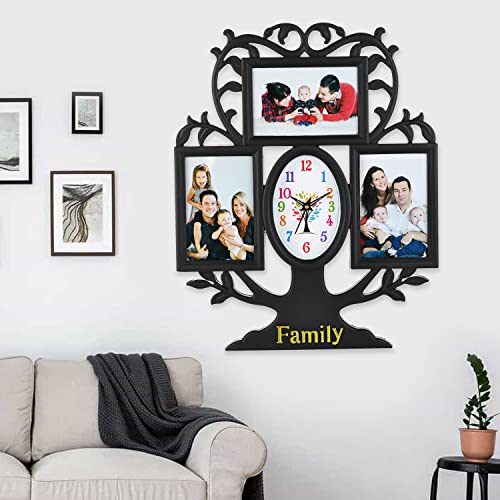 Harbour Analog Latest Stylish New Models Wall Clock with Photo Frames for Home Living Room Hall Bedroom (Size Height 44 CM X Width 34 CM)- Home Decor Big Size Wall Clock WL 715 WHT 4 - Image 1