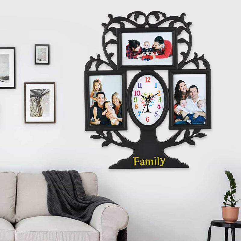 Harbour Analog Latest Stylish New Models Wall Clock with Photo Frames for Home Living Room Hall Bedroom (Size Height 44 CM X Width 34 CM)- Home Decor Big Size Wall Clock WL 715 WHT 4 - Image 5