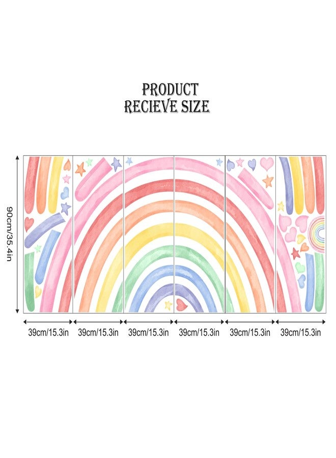 Supzone ملصقات جدارية كبيرة بألوان قوس قزح مقاس 77 × 47 بوصة للفتيات، قابلة للتقشير واللصق، لوحة جدارية فنية من الفينيل بألوان قوس قزح على شكل قلوب ونجوم بألوان مائية للأطفال الصغار وغرف النوم وغرف اللعب والفصول الدراسية - Image 5