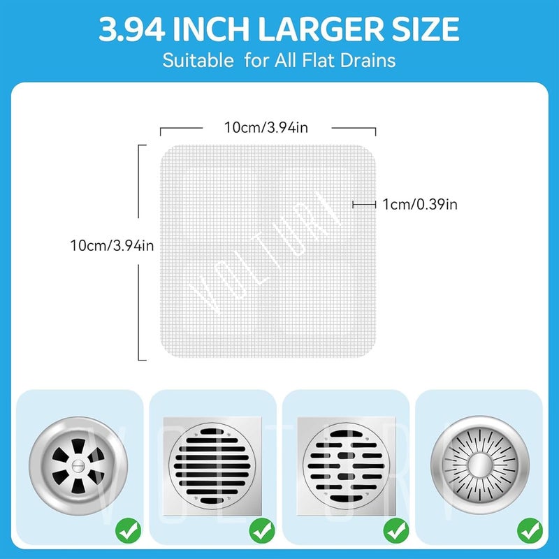 Lumevo Disposable Shower Drain Cover Hair Catcher Shower Drain Mesh Stickers, Bathroom, Laundry, Bathtub, Kitchen Shower Drain Floor Sink Strainer Filter Mesh (5) - Image 2