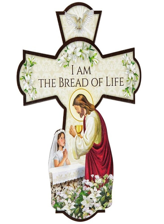 Needzo First Communion Hanging Cross, Wall Decoration for Bedroom, Catholic Gifts for Girls and Eucharist Keepsake, 6 Inches - Image 1