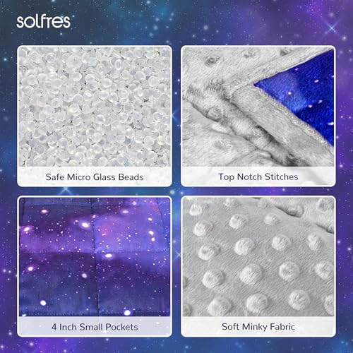 Solfres 5lbs Weighted Blanket, 36 x 48 Inches, Printing Heavy Blanket 5 Pounds for Children and Teens Ultra Soft and Cozy, Stars, Sensory Items, Nebula Galaxy - Image 2