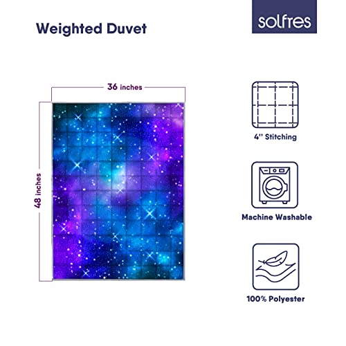 Solfres 5lbs Weighted Blanket, 36 x 48 Inches, Printing Heavy Blanket 5 Pounds for Children and Teens Ultra Soft and Cozy, Stars, Sensory Items, Nebula Galaxy - Image 3