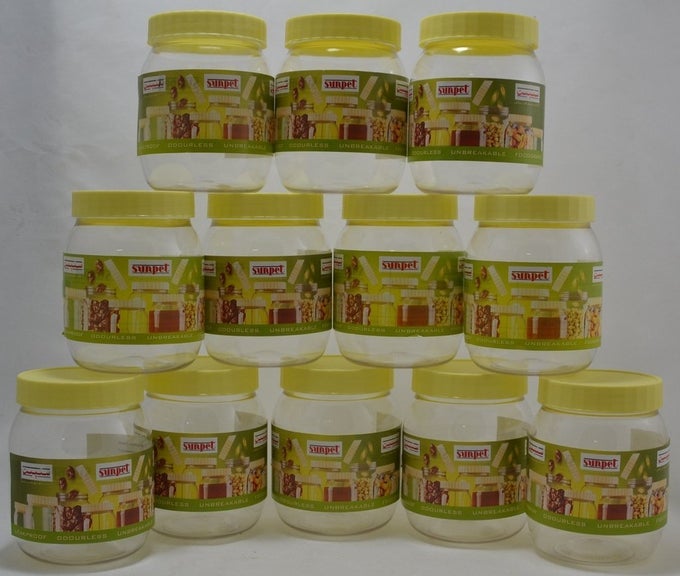 PLASTIC STORAGE CANTAINERS- 500ML, SET OF 12, YELLOW, BROWN