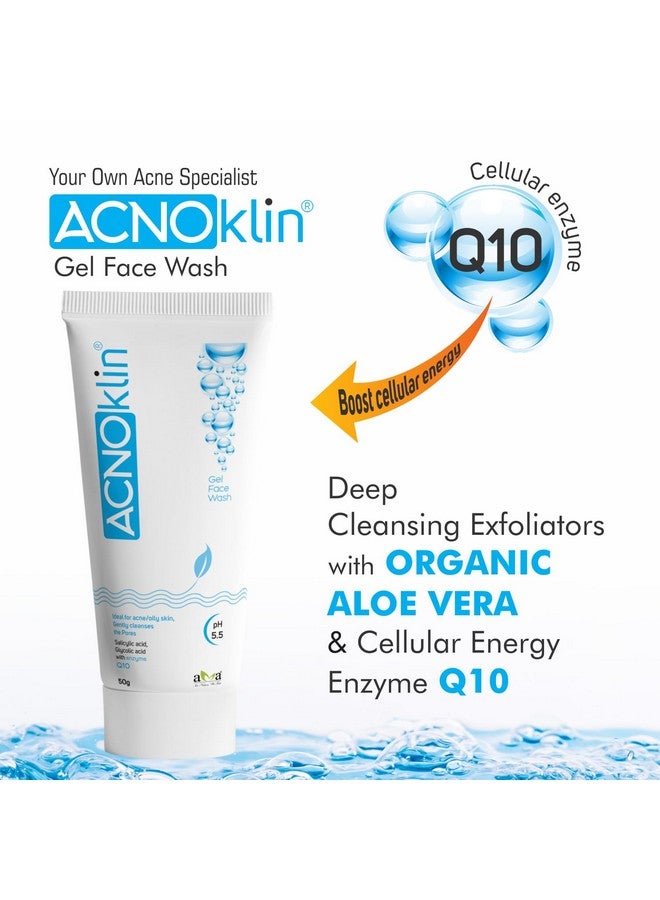 Vegetal Acnoklin Gel Face Wash for Acne and Oily Skin, with Salicylic Acid and Q10, pH 5.5, 50g (Pack of 2) - Image 3